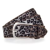 b.belt Leren Riem Cat Silver Belt W95 Anthracite - Silver Zilverkleurig