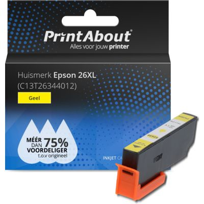 PrintAbout Huismerk Epson 26XL (C13T26344012) Inktcartridge Geel Hoge capaciteit