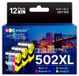 Epson Cartouches couleur, 502 XL, multipack de 12 pièces, adapté pour Epson WF 2860/XP 5100