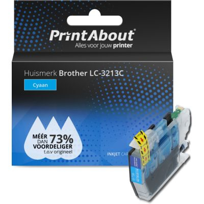 PrintAbout Huismerk Brother LC-3213C Inktcartridge Cyaan Hoge capaciteit