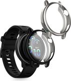 kwmobile 2x smartwatch hoes geschikt voor Garmin vivoactive 6 (42mm) / Active 6 hoesje - Siliconen sporthorloge cover - Activity tracker case in zwart / zilver
