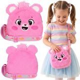 sarcia.eu Care Bears Pluche handtasje met ritssluiting voor meisjes, klein handtasje met riem, roze 15x15x4cm