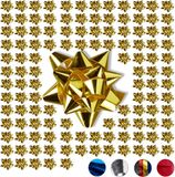 Merkloos Relaxdays Cadeaustrik set van 100 - Zelfklevend - Ster - Ø 5 cm - Goud