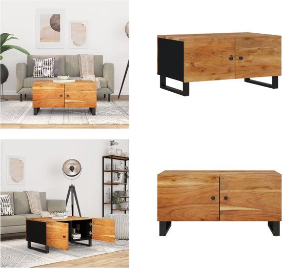 vidaXL Salontafel 80x50x40 cm massief acaciahout en bewerkt hout