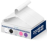 SereneLife Kleerhanger - Plastic Hangers - Antislip Ruimtebesparende Kledinghangers - 200 Stuks - Wit