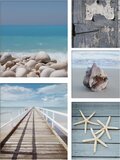 Art for the Home Strand Canvas Set van 5 - 80x60 cm - Blauw