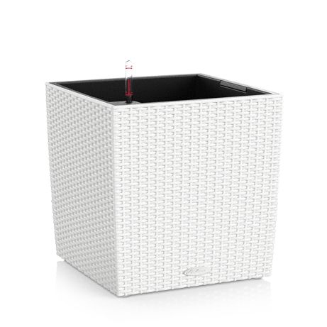 LECHUZA CUBE Cottage 30 Planter - Indoor/Outdoor - White - Polypropylene - All-in-One Set