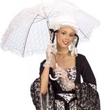 Widmann Witte kanten carnaval paraplu - dames - geschiedenis - nette dame - verkleed artikel - dia 83 cm