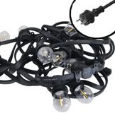 Fonkel 30m Arena platte LED Prikkabel - IP65 Lichtsnoer Buiten - koppelbaar - inclusief 30x E27 lampen - Incl. Stekker