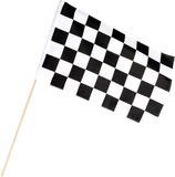 Merkloos / Sans marque Boland Party Finish zwaaivlag - 2x - wit/zwart geblokt - 30 x 45 cm - polyester