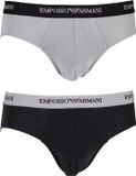 Emporio Armani Heren Basis 2-pack Slips Grijs / Zwart