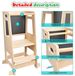Montessori leertoren voor kinderen - Keukenaccessoire - Bureau réglable avec tableau blanc - Hauteur réglable - Bois - 3-6 ans - Jaune