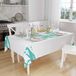 Bonamaison Tafelkleed, Anti-Mold, Sneldrogend, Waterdicht, 100% Polyester Tafellaken, Turkoois, wit, 140 x 160 Cm