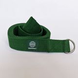 Samarali Yogariem van 100% Biologisch Katoen – 240 cm x 4 cm – Niet-Elastische Yoga Strap met RVS D-Ring – GOTS Gecertificeerd – Voor Yoga, Pilates & Stretching – Bosgroen