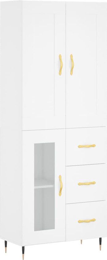 VidaXL Hoge kast 69,5x34x180 cm bewerkt hout wit