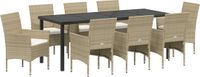 vidaXL Tuinset 9-delig Beige Polyrattan Eettafel Vierkant