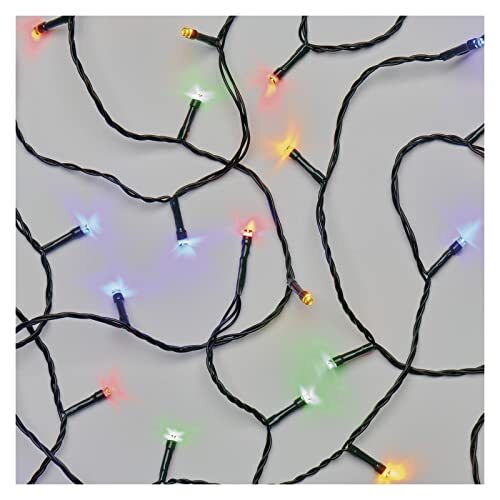 Emos Led-lichtketting kleurrijk voor binnen en buiten, 8 m lange IP44 multicolor kerstlichtketting met 80 leds + 5 m voedingskabel en voeding, 6 uur timerfunctie, voor feest, Kerstmis, decoratie