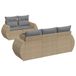 vidaXL 6-delige Loungeset met Kussens, Poly Rattan, Beige