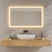 EMKE Badkamerspiegel met ledlicht, 100 x 60 cm, led-badkamerspiegel, 3000 K, warmwit, wandschakelaar, verticaal/horizontaal, explosiebestendige spiegel, IP44, energiebesparend, led-spiegel