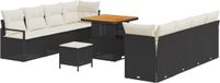 vidaXL Banc de jardin 11 pièces noir polyrattan