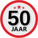 Bellatio Decorations 50 jaar leeftijd sticker - rond - Dia 15 cm - 50 jaar verjaardag - jubileum - leeftijd versiering