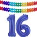 Folat Verjaardag Leeftijd folieballon - 16 jaar - blauw - 86 cm