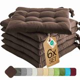 etérea Himmlische Qualität etérea Basic Zitkussen Stoelkussen - Seat Cushion 6 Stuk - 40x40 cm - Bruin