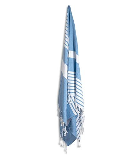 Sagaform Ella Hamam handdoek - Katoen - Blauw - 90x170 cm - 7394150182994