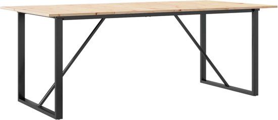 vidaXL Eettafel O-frame 200x100x75 cm massief grenenhout en staal