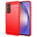 Samsung Coque Galaxy A55 en TPU Brossé - Fibre de Carbone - Rouge