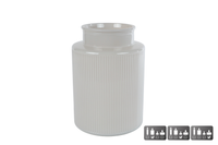 Vaas/windlicht Niamh L off-white glas 15x15x21cm