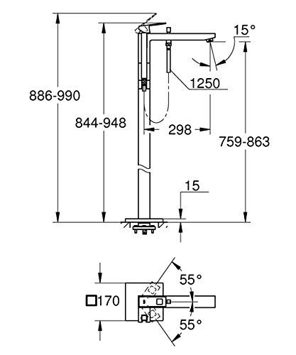 GROHE Eurocube Thermostaatkraan Bad Met Douchehouder - Supersteel