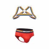 Barcode Berlin Multipack 1x Backless Brief Pride Red + 1x Pride Harness White - MAAT S
