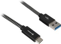 Sharkoon câble USB - USB type A vers USB type C 1,0 mètre - USB 3.1 - Noir/gris