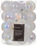 Decoris Kerstballen - 25 stuks - Transparant Parelmoer - 6 cm Diameter - Kunststof