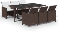 vidaXL 7-delige tuinset met kussens, polyrattan, bruin