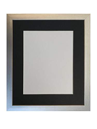 FRAMES BY POST 0.75 Inch Zilveren Fotolijst met Zwarte Mount 8 x 6 Beeldformaat 6 x 4 Inch Plastic Glas