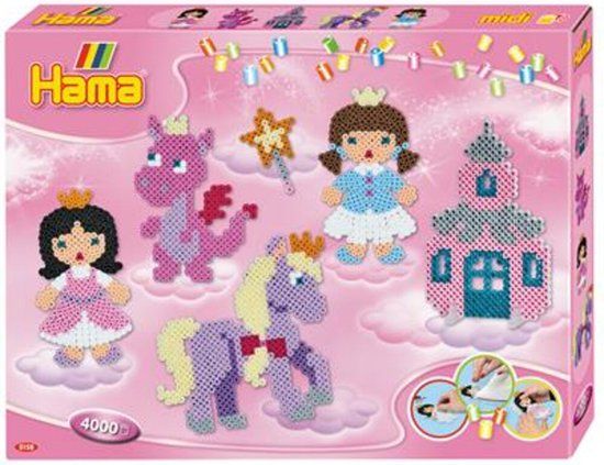 Hama - Doos "Fantasie Fun" - 4000 kralen en 2 platen - strijkkralen grootte midi - creatief