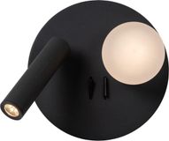 Lucide MATIZ - Bedlamp / Wandlamp - Ø 16,5 cm - LED - 3000K - Met USB oplaadpunt - Zwart