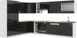 Vicco Hoekkeuken Fame-Line, Antraciet Hoogglans/Wit, 347 x 257 cm, WB Eik