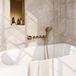 Brauer Gold Edition Thermostatische Inbouw Badkraan Uitloop - 3 stand - Doucheslang - Wandaansluitbocht - Handdouche - Goud Geborsteld Pvd