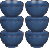Vivalto Artesania Cerd Vivalto Kommetjes/serveer schaaltjes/soepkommen - 6x - Mistique - Keramiek - Blauw - D14 x H8 cm - Stapelbaar