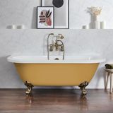 Richmond Baignoire Semi-autoportante Classique 168,5cm x 78cm - Honey Yellow (Jaune), avec Pieds de Baignoire Dorés Brossés