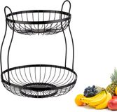 Westmark fruit etagère 2 lagen Doppio – fruitmand etagère – decoratieve draadmand – praktische opbergruimte keuken, buffet & eettafel – zwart, 32,5 x 34,5 cm