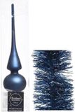 Kaemingk B.V. Décoration de Noël étoile de sapin mate 26 cm et guirlandes en aluminium lot de 3 pièces bleu foncé