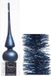 Decoris Kaemingk B.V. Kerstversiering glazen piek mat 26 cm en folieslingers pakket donkerblauw van 3x stuks