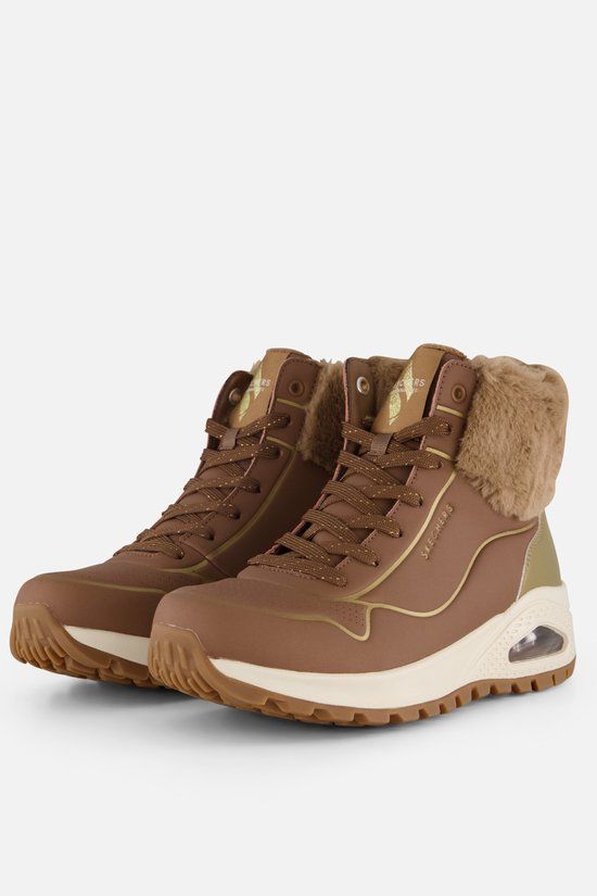 Skechers Uno Rugged Fall Shimmer Dames Veterboots - Beige - Maat 36