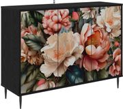 vidaXL Dressoir BORNE Zwart eiken 102 x 33 x 76 cm Bewerkt hout