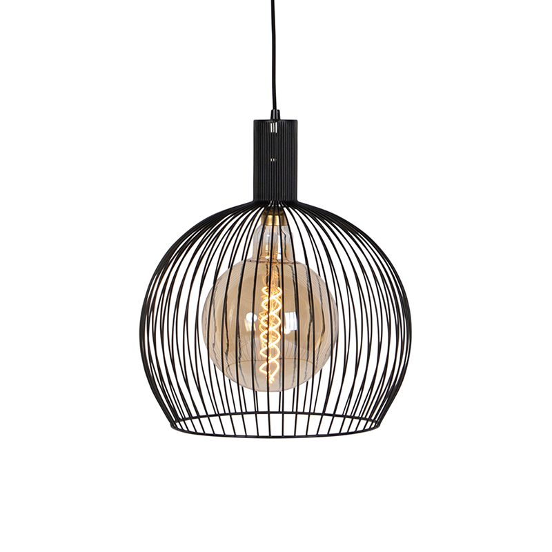 QAZQA Wire Dos Hanglamp - Zwart - Ø 40 cm
