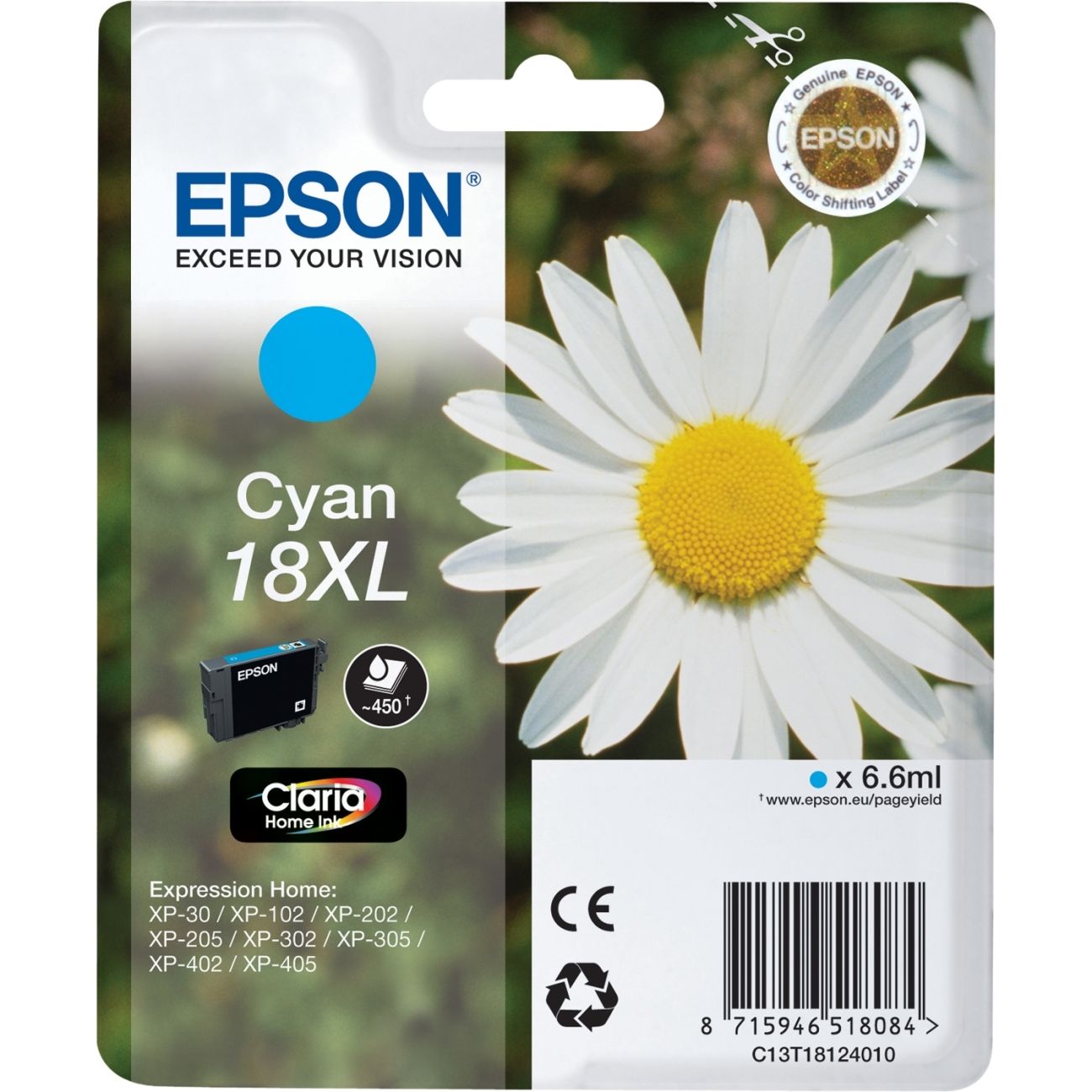 Epson T1812 Cyaan inktcartridge - Hoog rendement - 6 ml